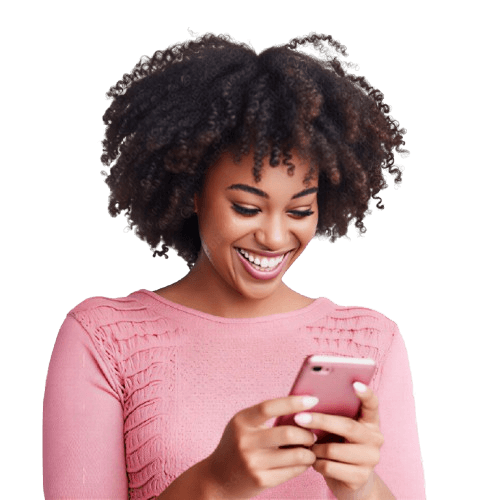 Woman using banking app securely
